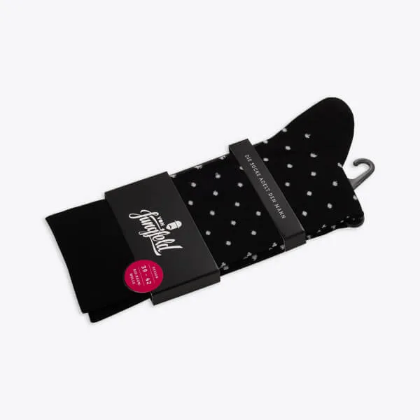 Von Jungfeld Herrensocke Dots Punktemuster Baumwolle schwarz
