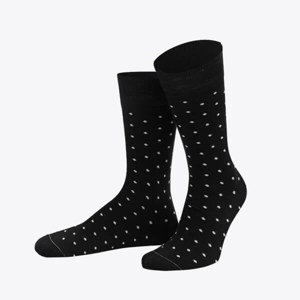 Von Jungfeld Herrensocke Dots Punktemuster Baumwolle schwarz
