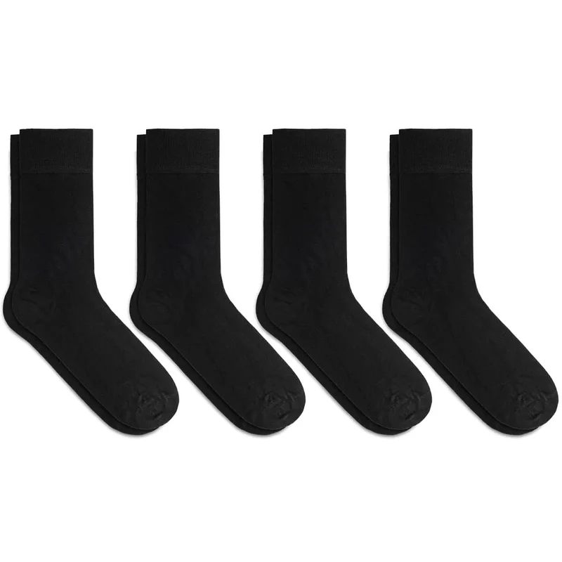 Asaka Set 4 Socken & Unterhemden Bambus schwarz / weiß