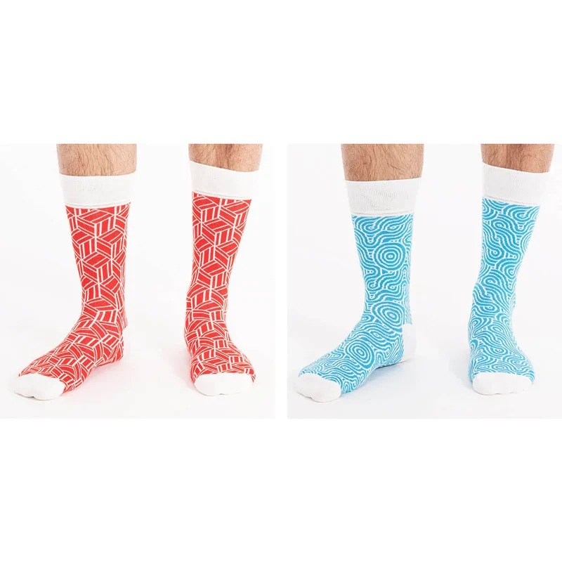 Asaka Set 4 Boxer & Socken Bambus Weiß / gemustert
