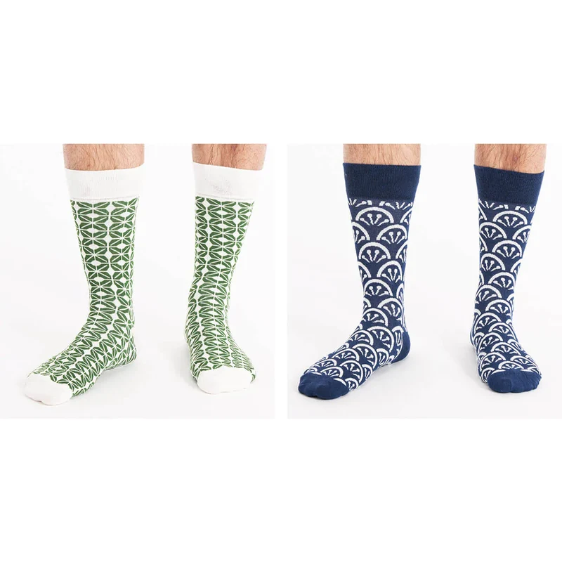 Asaka Set 4 Boxer & Socken Bambus Weiß / gemustert