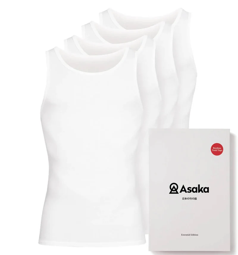 Asaka 4er-Pack Unterhemden Bambus Weiß