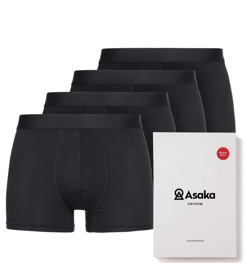 Asaka 4er-Pack Boxer Bambus Schwarz