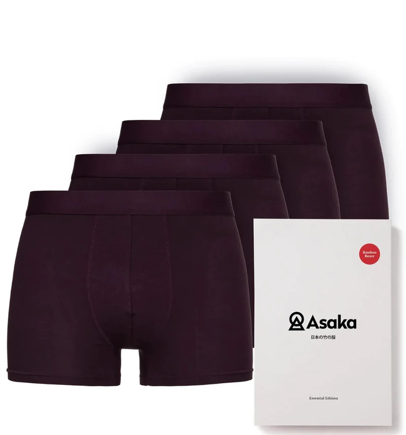 Asaka 4er-Pack Boxer Bambus Bordeaux