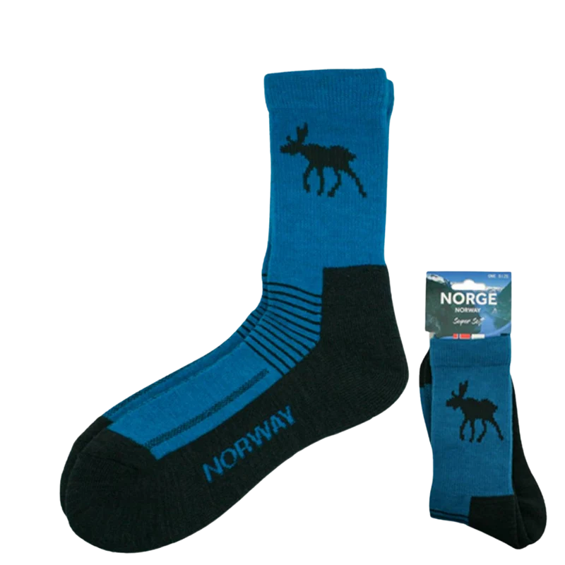 Wandersocken im Elch-Design - Petrol / Schwarz