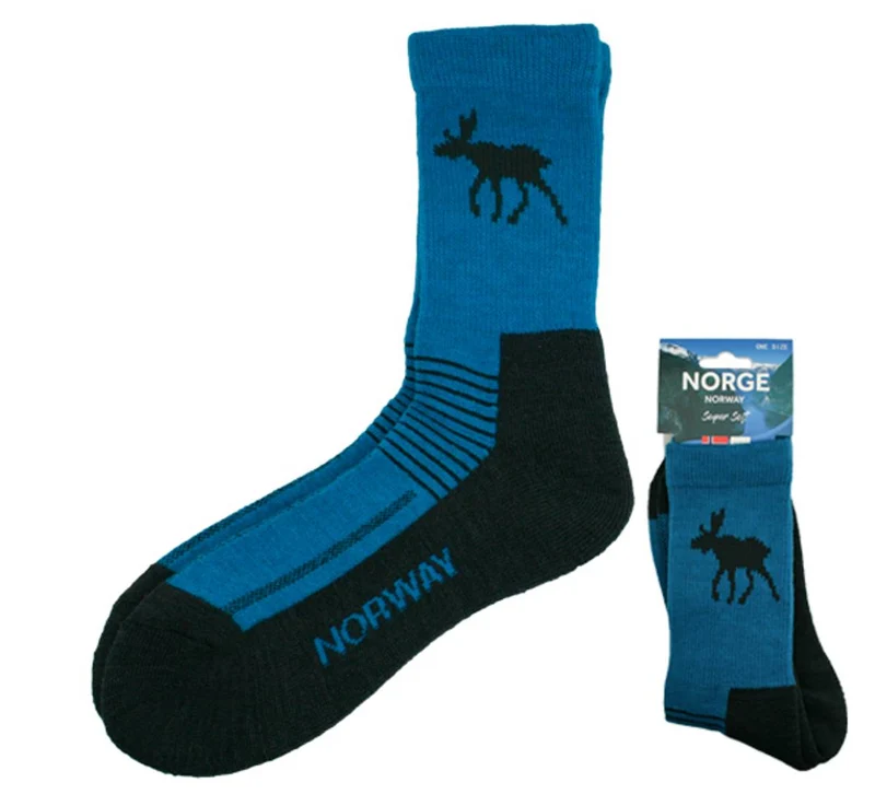Wandersocken im Elch-Design - Petrol / Schwarz