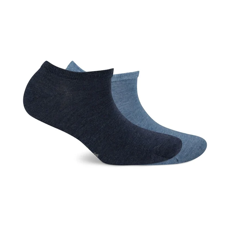 s.Oliver 2er Set Sneakersocken Silky Touch Damen Zellulosefaser blau & grau
