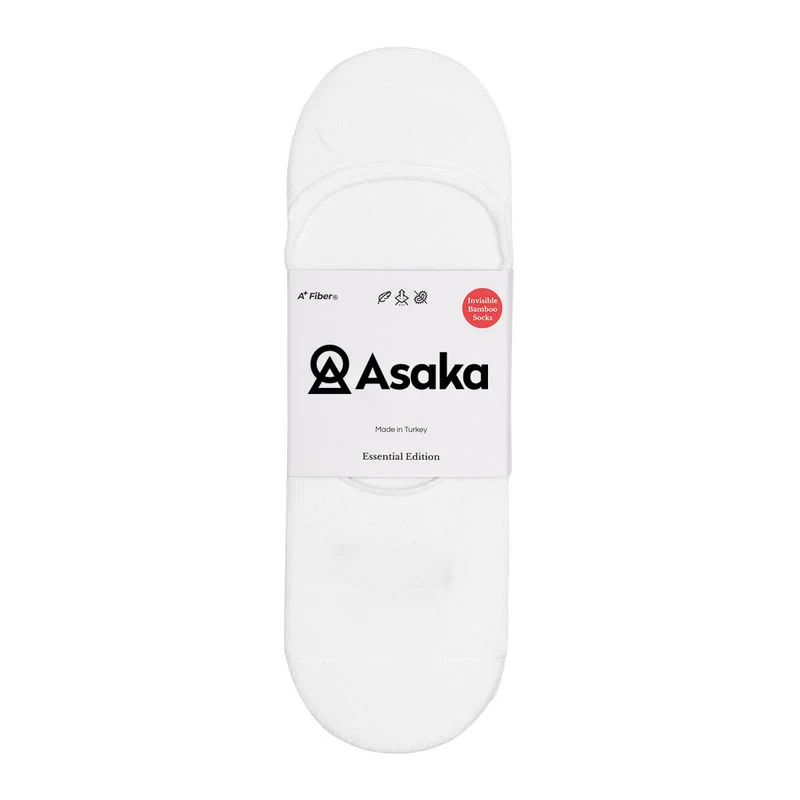 Asaka 6er-Pack Invisible Socks Bambus Weiß A+ Fiber®