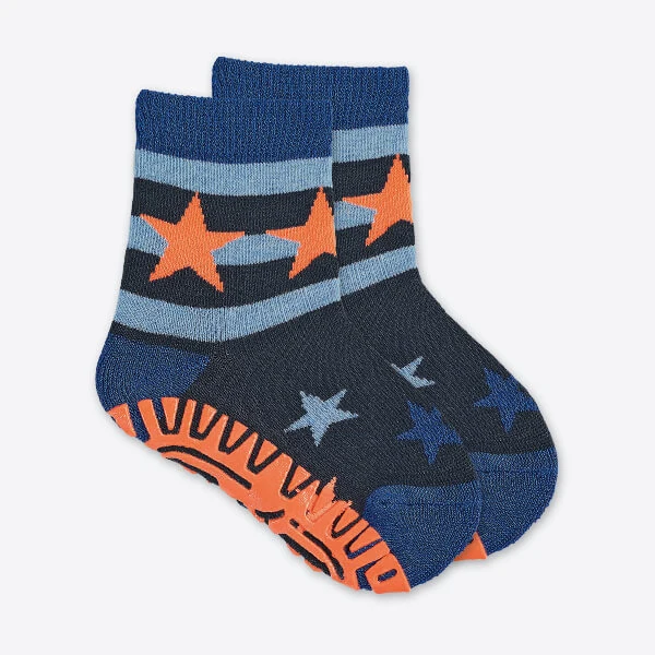 Sterntaler Fliesen Flitzer Babysocken AIR dunkelblau orange Neon Sterne Jungs