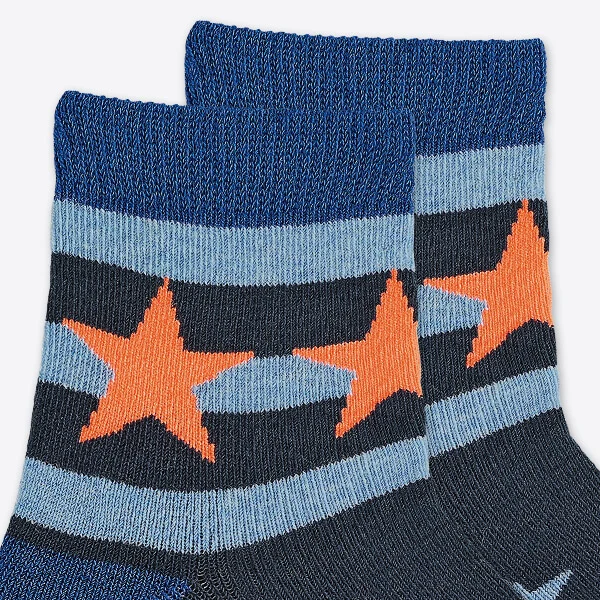 Sterntaler Fliesen Flitzer Babysocken AIR dunkelblau orange Neon Sterne Jungs