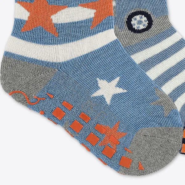 Sterntaler 2er Pack ABS Babysocken Abschleppwagen Motiv Sterne blau grau Jungs