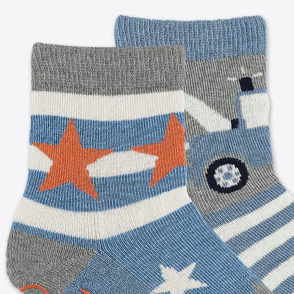 Sterntaler 2er Pack ABS Babysocken Abschleppwagen Motiv Sterne blau grau Jungs