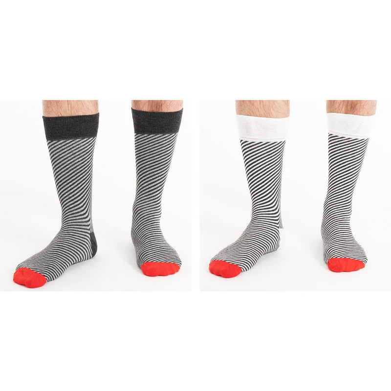 Asaka 2er-Set Bambussocken Herren diagonale Streifen