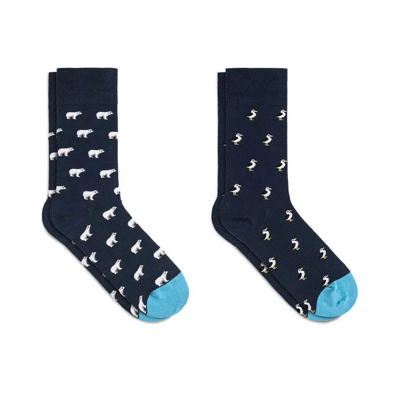 Bale® 2er-Set lustige Herrensocken Eisbären & Albatrosse