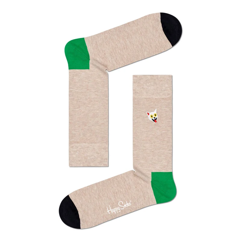 Happy Socks Herrensocken Katze gestickt