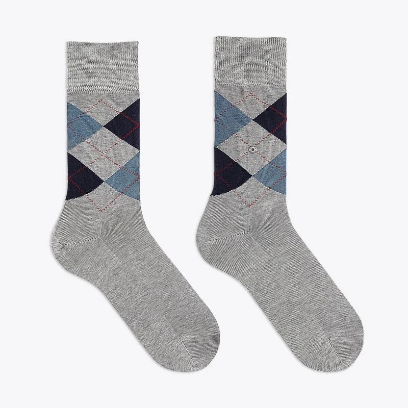 Burlington Herrensocken Manchester Raute grau & hellblau