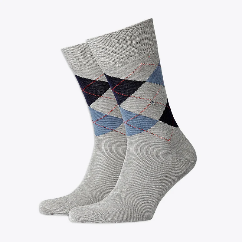 Burlington Herrensocken Manchester Raute grau & hellblau