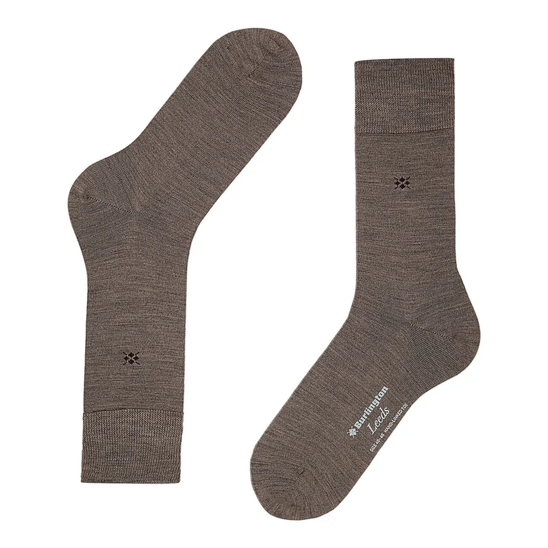 Burlington Herrensocken Leeds unifarben braun Schurwolle