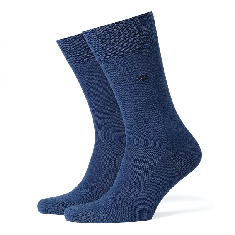 Burlington Herrensocken Leeds einfarbig blau Schurwolle