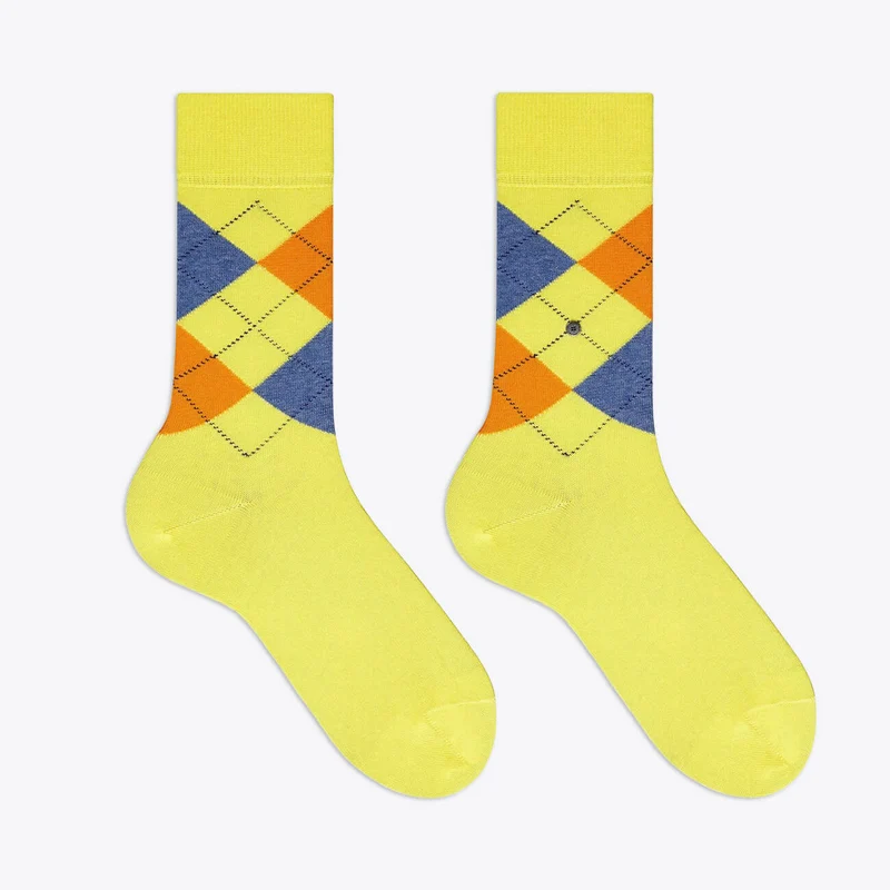 Burlington Herrensocken King Sunshine Rauten gelb orange