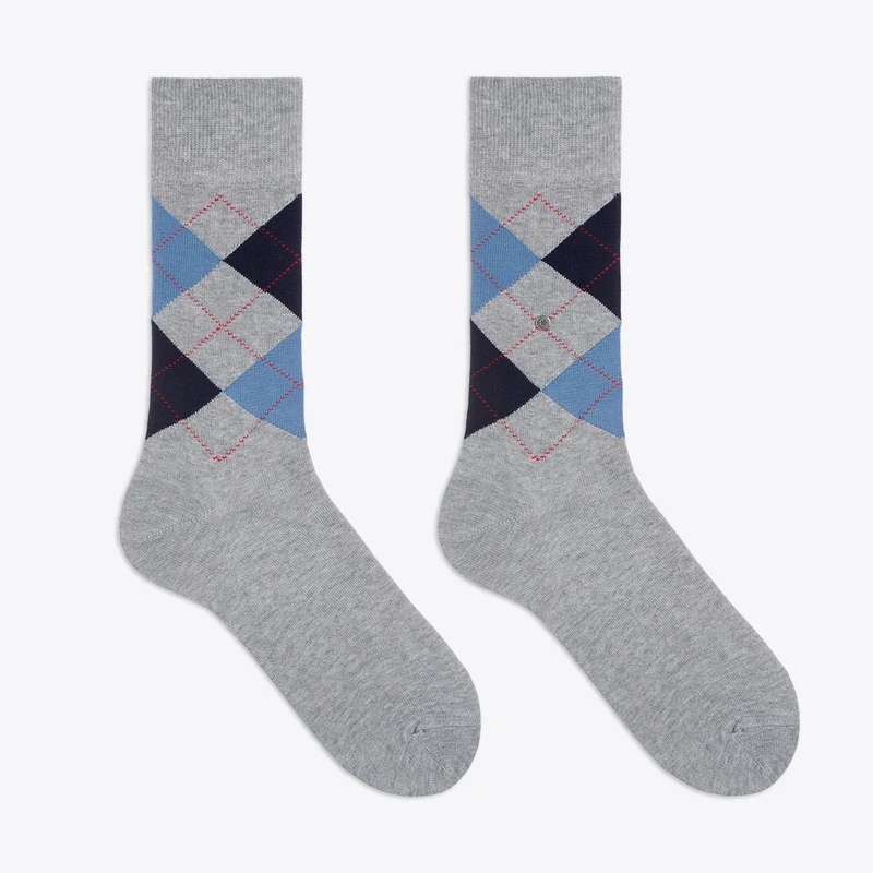 Burlington Herrensocken King mit Rauten hellgrau & blau