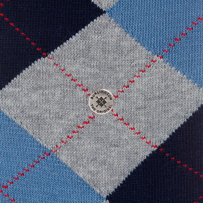 Burlington Herrensocken King mit Rauten hellgrau & blau