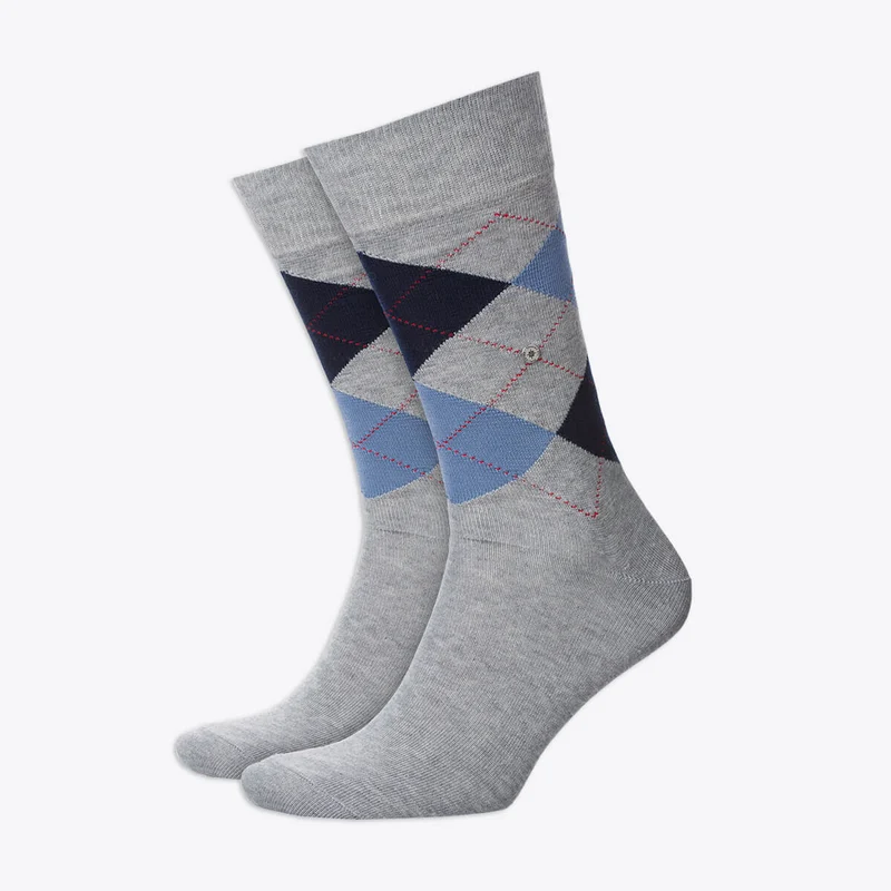 Burlington Herrensocken King mit Rauten hellgrau & blau