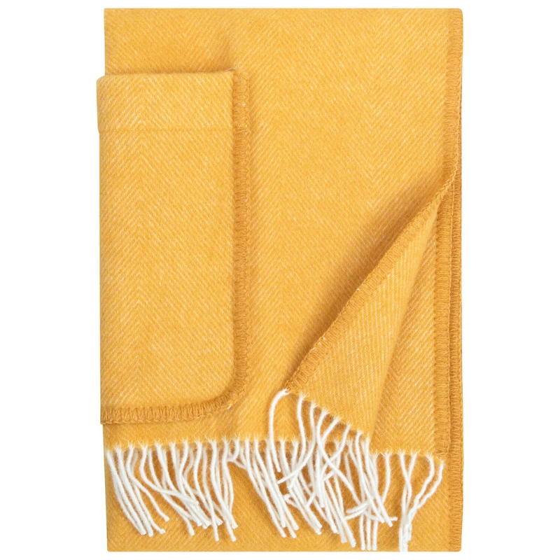 Arvo - Wollschal mit Taschen - Weiß/Orange - 60 x 180 cm