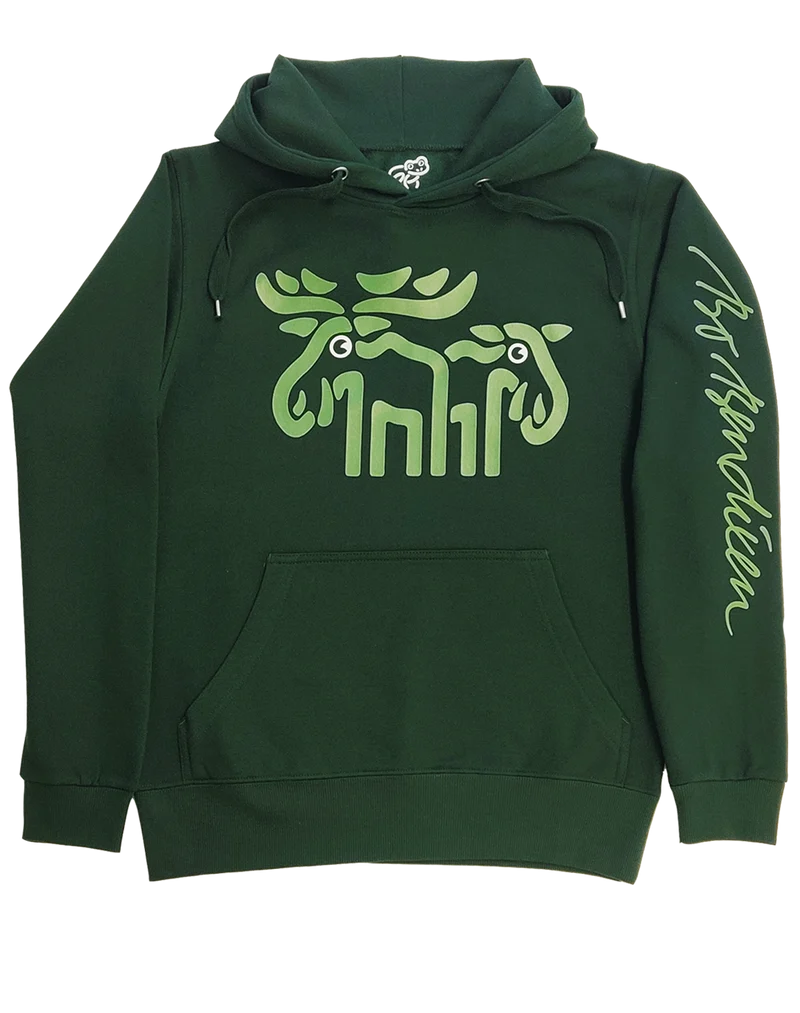 Kapuzenpulli mit großem Elch - Grün - Bo Bendixen