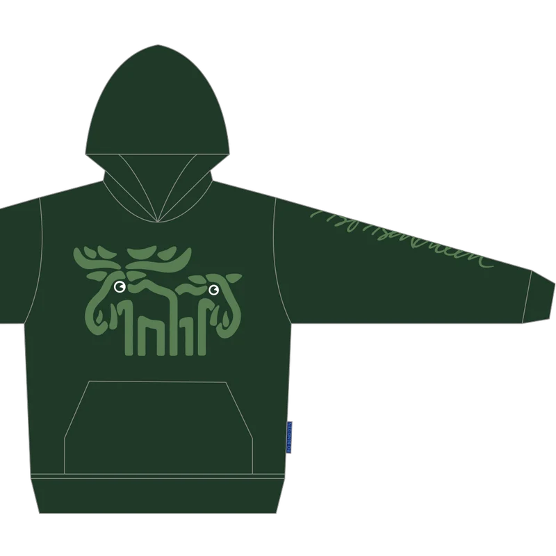 Kapuzenpulli mit großem Elch - Grün - Bo Bendixen