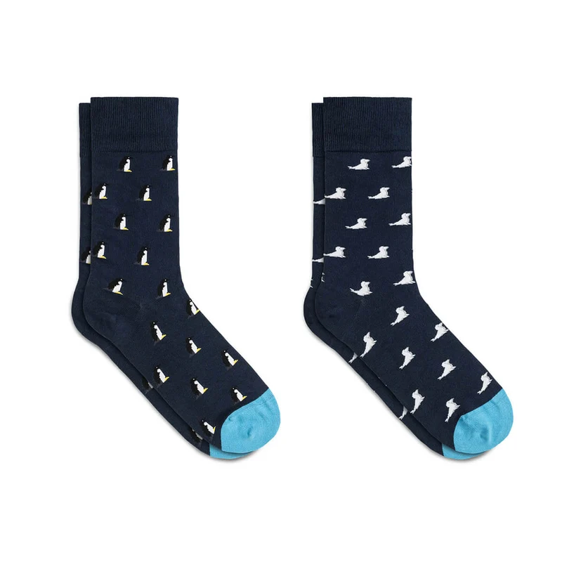 Bale® 2er-Set lustige Herrensocken Pinguine & Robben