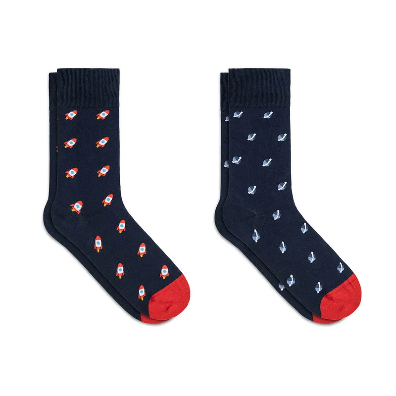 Bale® 2er-Set lustige Herrensocken Raketen & Saturn