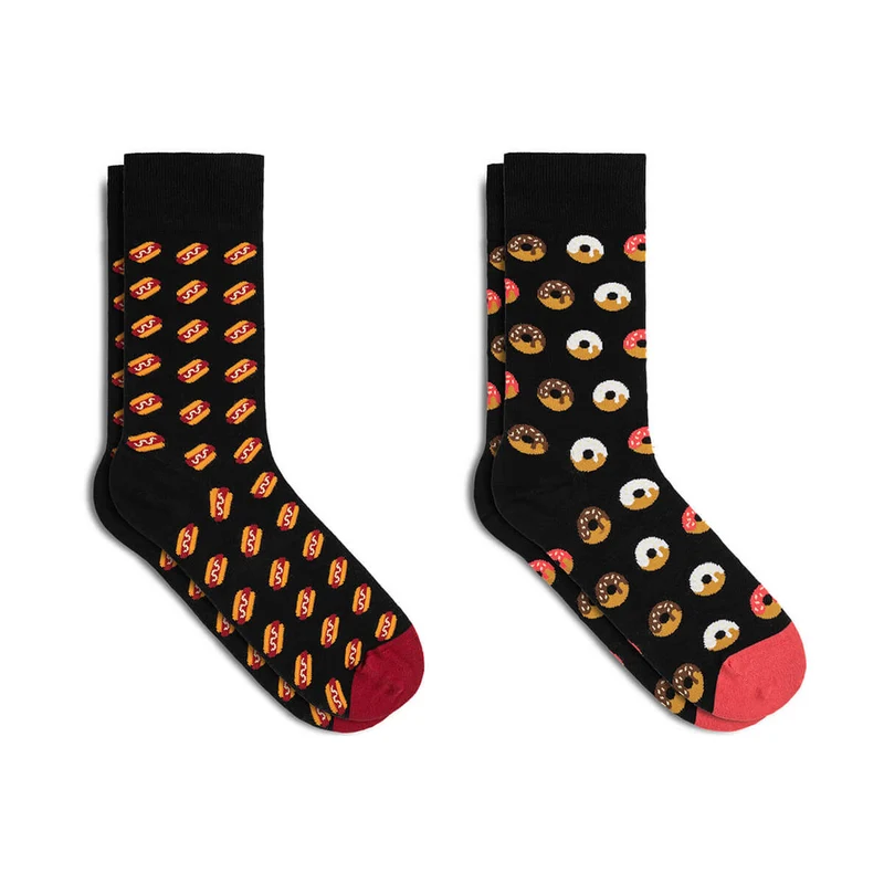 Bale® 2er-Set lustige Herrensocken Hotdogs & Donuts