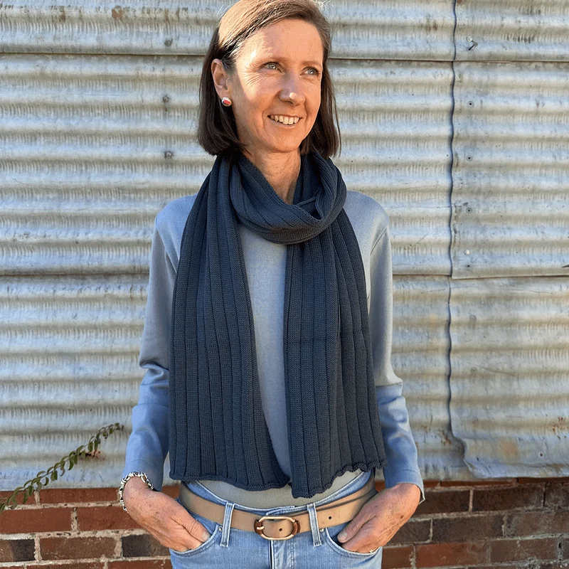 Casuarina Pure Millpost Merino Wool Wide Ribbed Scarf