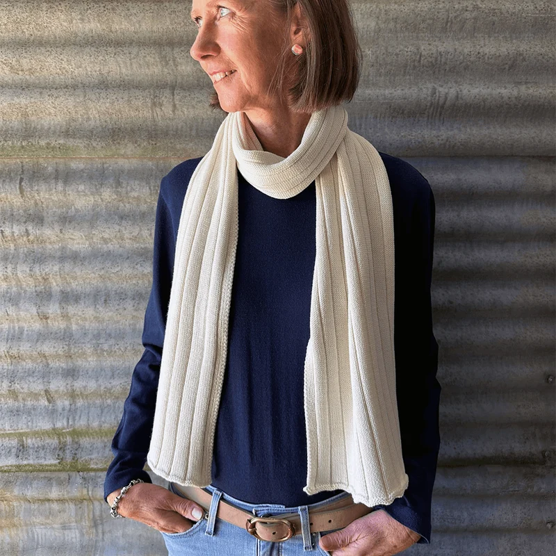 Casuarina Pure Millpost Merino Wool Wide Ribbed Scarf