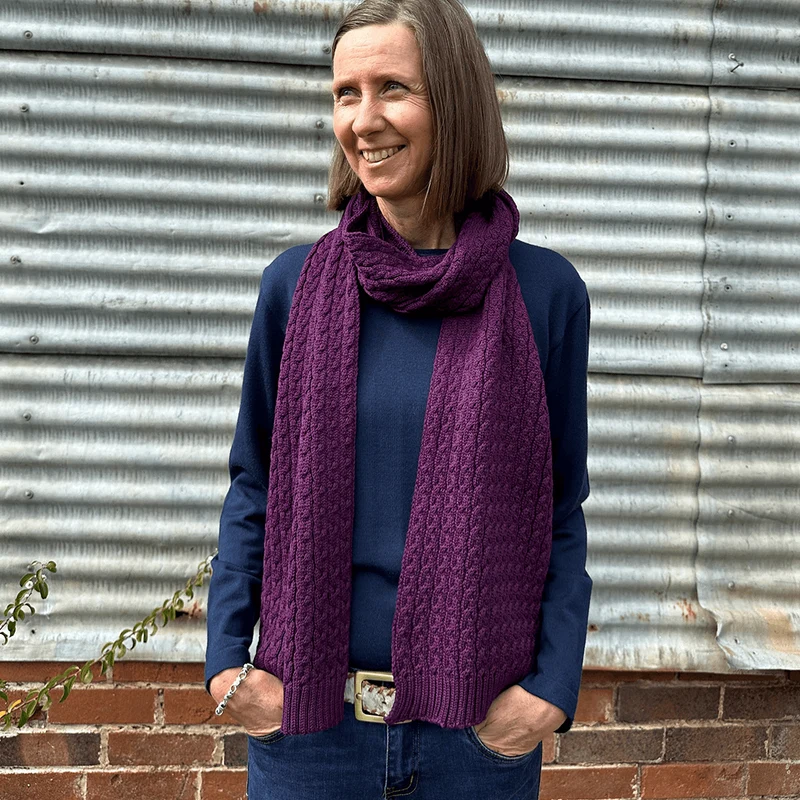 Danthonia Pure Millpost Merino Wool Cable Knit Scarf