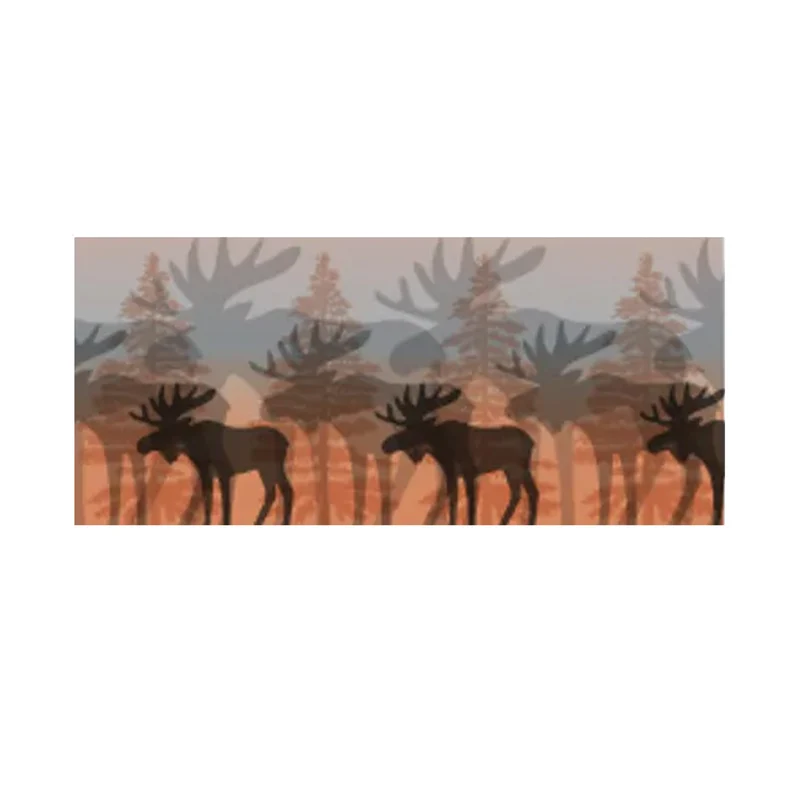 Damenschal - Elch im Wald - Grau / Dunkelgrau / Orange - 180 x 80 cm