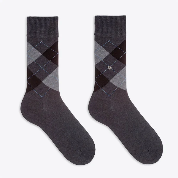 Burlington Herren Socken Manchester Baumwolle schwarz & grau