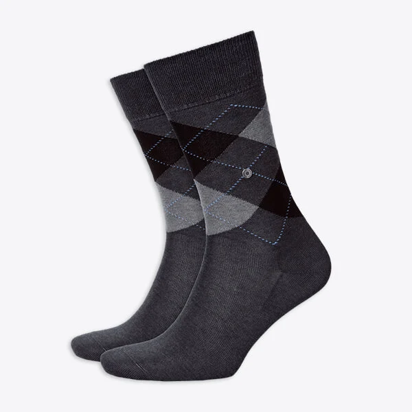 Burlington Herren Socken Manchester Baumwolle schwarz & grau