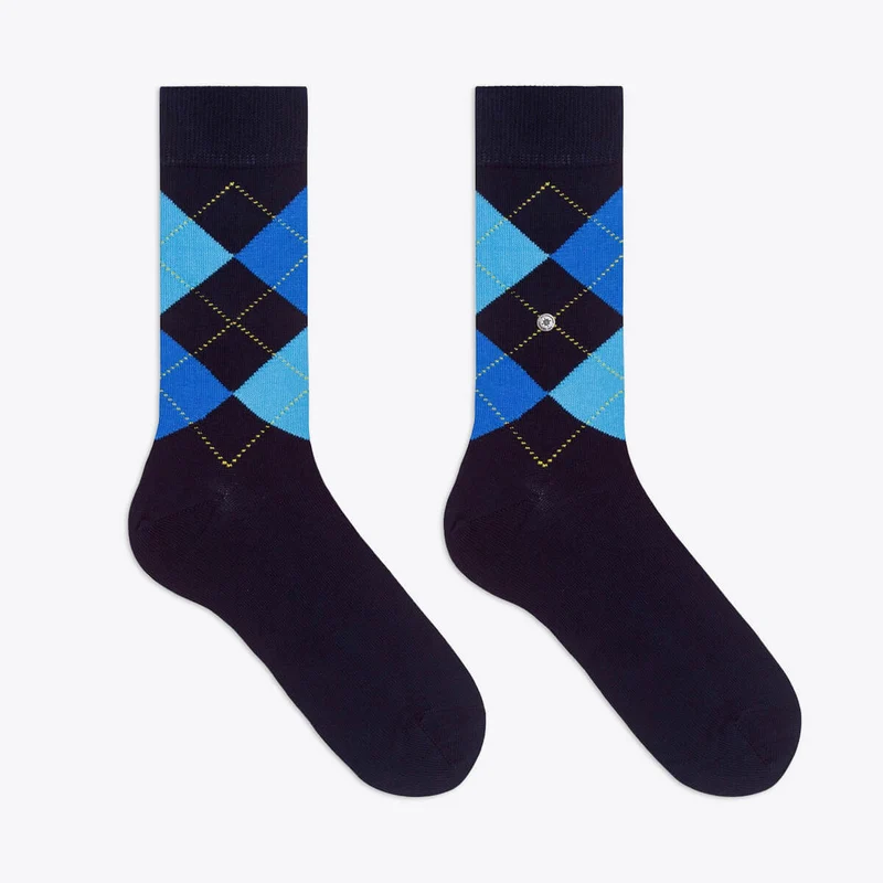 Burlington Damensocken Queen Rauten dunkelblau & hellblau