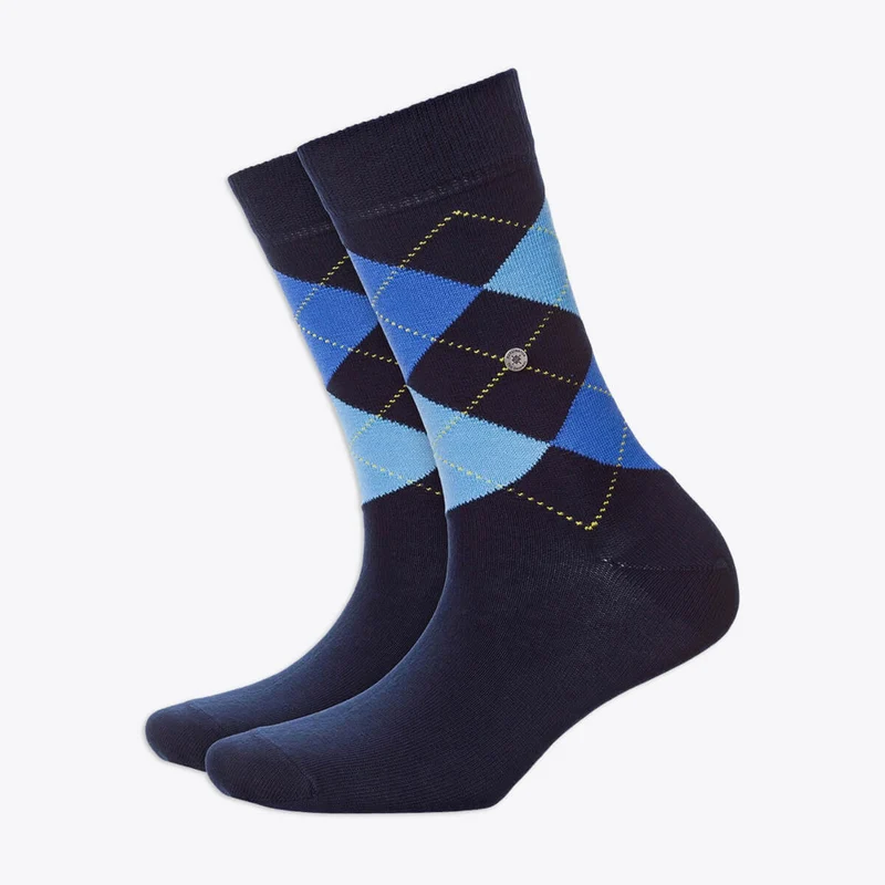 Burlington Damensocken Queen Rauten dunkelblau & hellblau