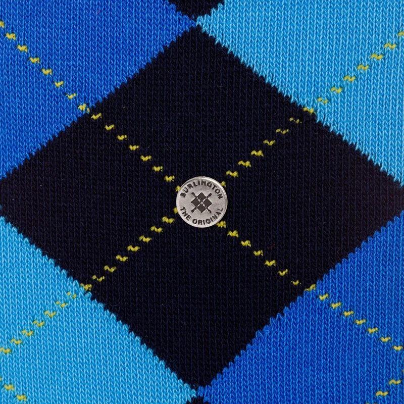 Burlington Damensocken Queen Rauten dunkelblau & hellblau