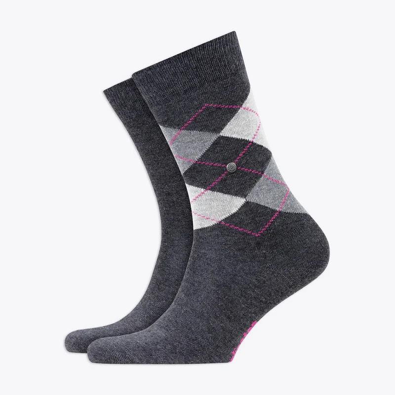 Burlington Damensocken 2er Set Everyday Mix Rauten anthrazit & grau