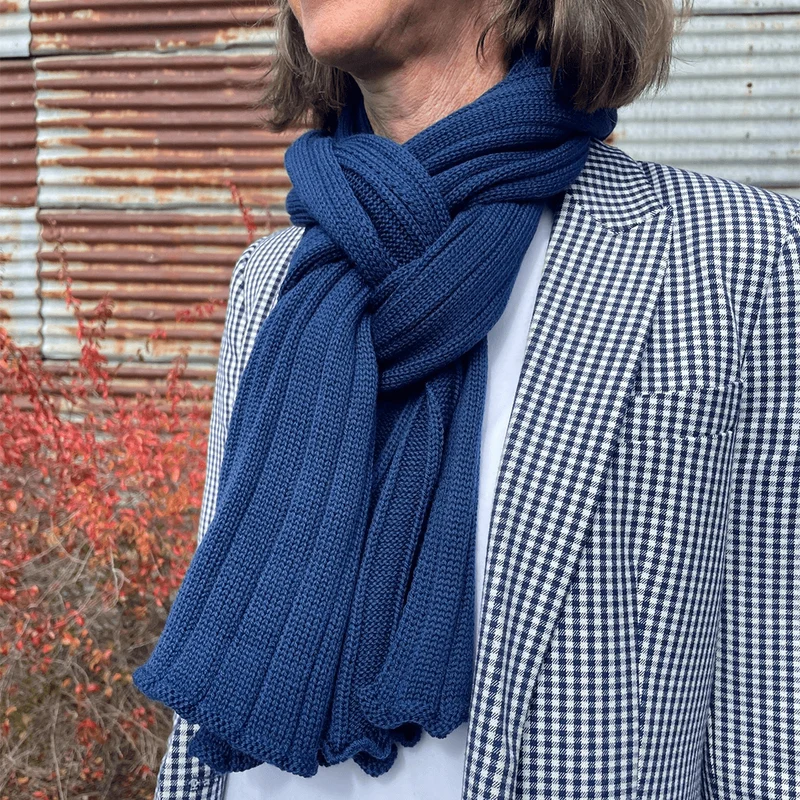 Broker Pure Merino Wool Wide Ribbed Scarf