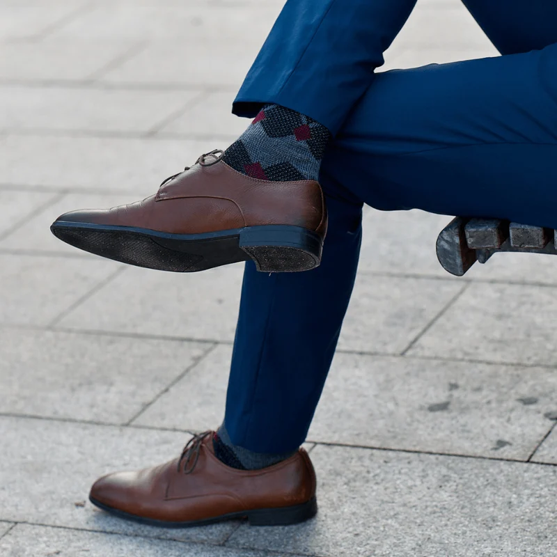 Walter Loose Top Argyle Merino Wool Dress Sock