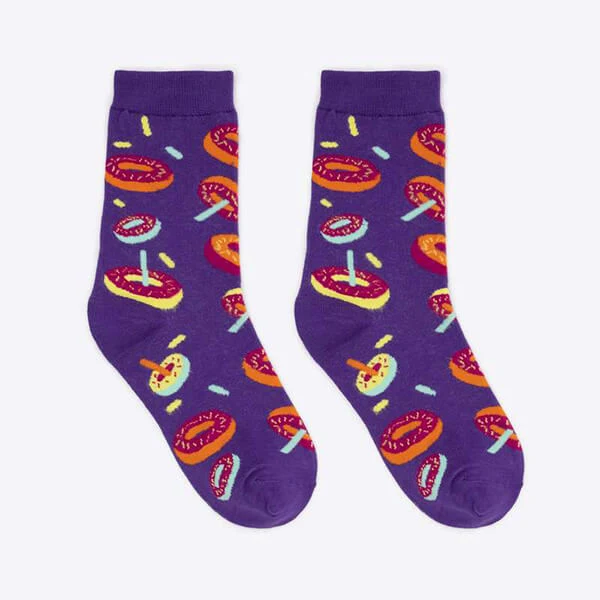 Damen Motivsocken mit Donuts in lila & orange