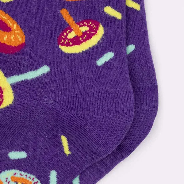 Damen Motivsocken mit Donuts in lila & orange