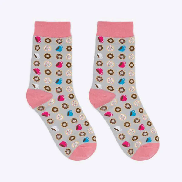 Damen Motivsocke mit Kaffetassen Muster