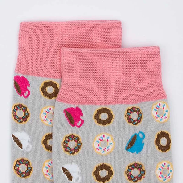 Damen Motivsocke mit Kaffetassen Muster