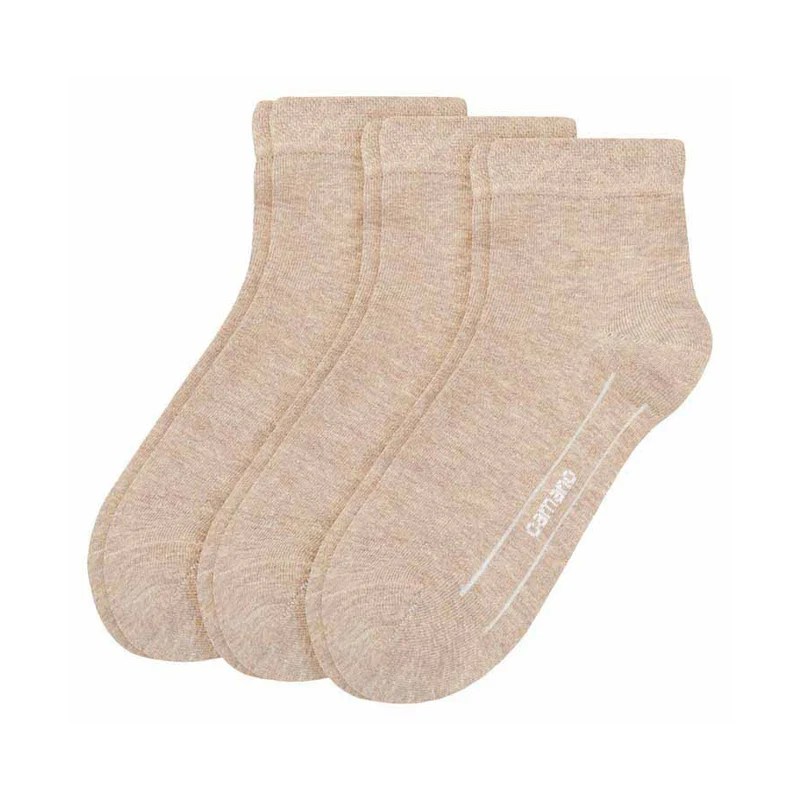 Camano 3er Set Viertelsocken beige